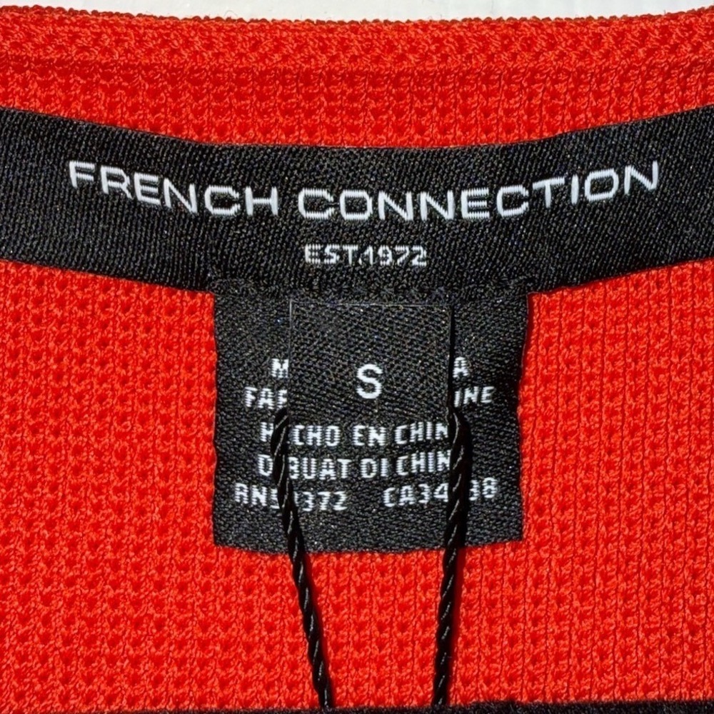 French Connection Miami Orange Knit V Neck Fit Flare Midi Dress NEW S - Picture 8 of 14